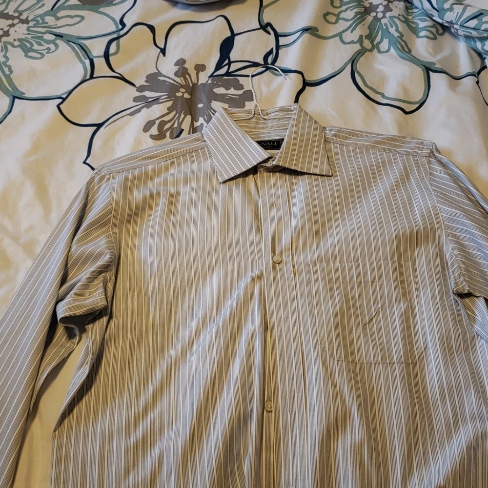 Canali Dress shirt vintage made in Italy size 38/15 white with black pinstripe
